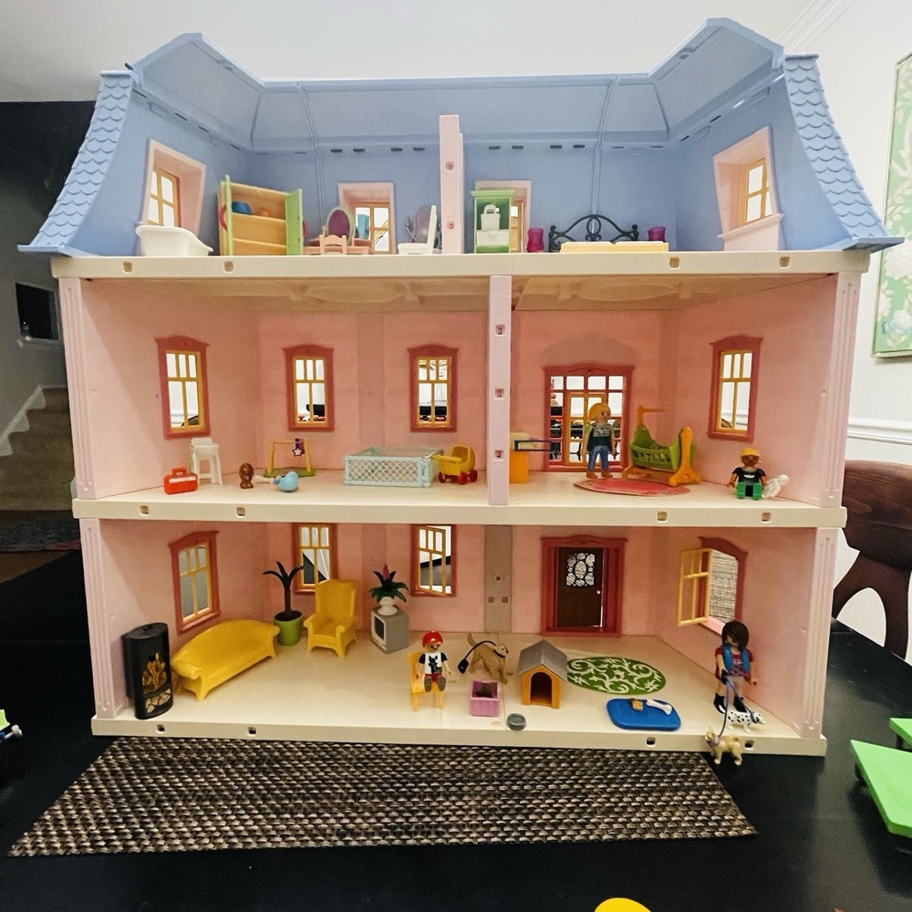 Playmobil Deluxe Dollhouse 5303 Mansion House w extension sets 3X all lights LOT